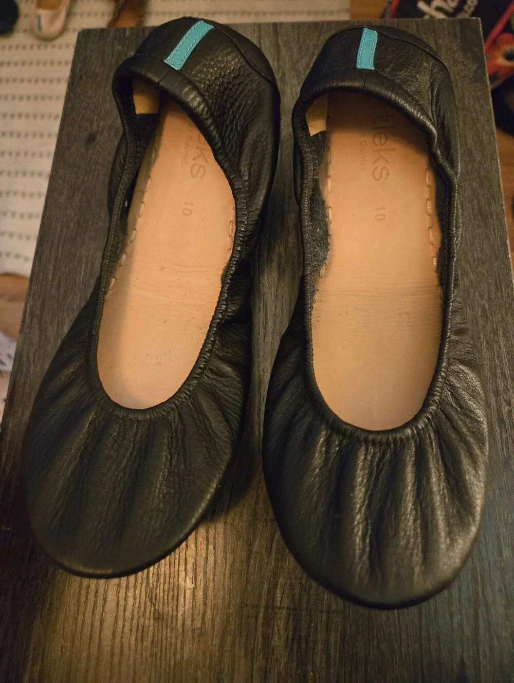 Tieks Matte Black Leather Flats- Size 10